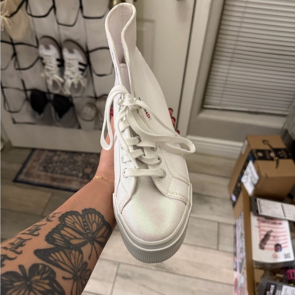 Superga Women's Iridescent White Platform Sneakers - Picture 11 of 13